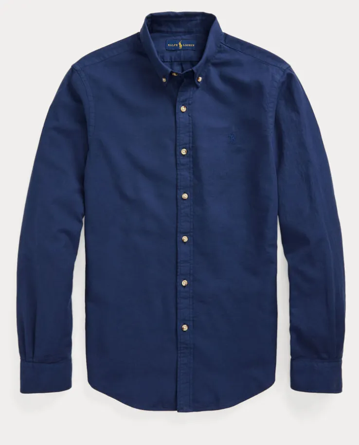 Granatowa koszula Dobby Slim Fit