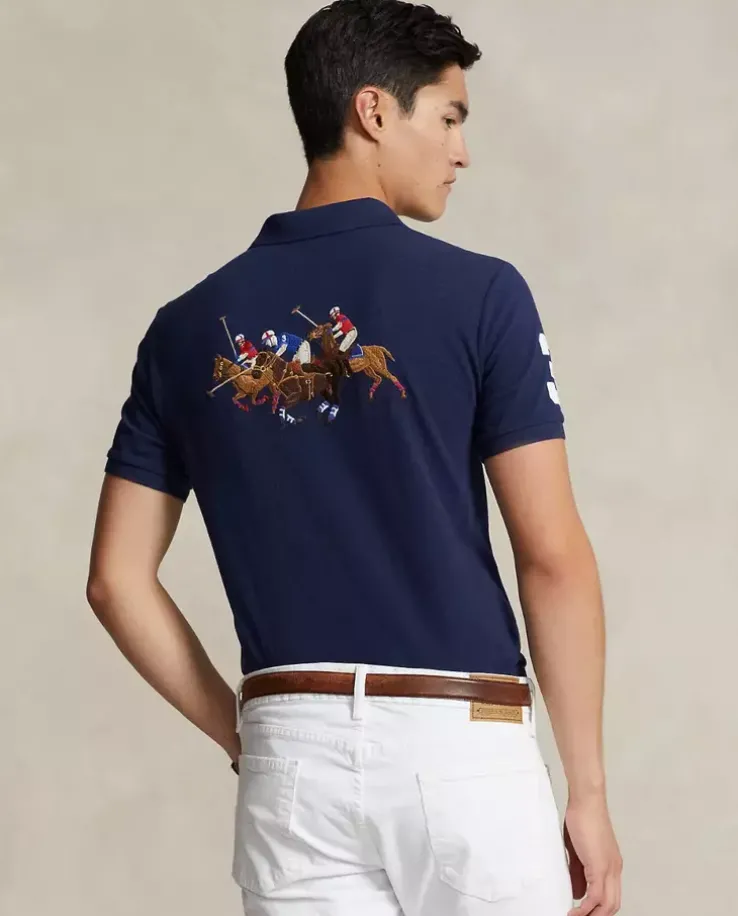 Granatowa koszulka polo Custom Slim Fit