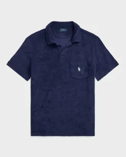 Granatowa koszulka polo z frotte