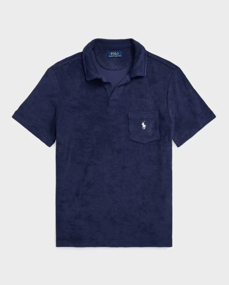 Granatowa koszulka polo z frotte