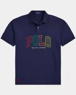 Granatowa koszulka polo z kolorowym logo