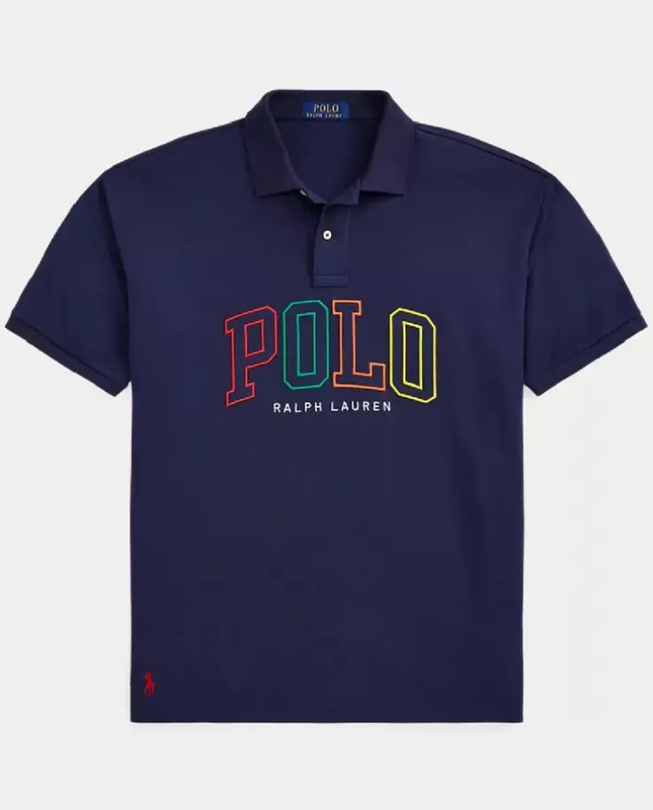 Granatowa koszulka polo z kolorowym logo
