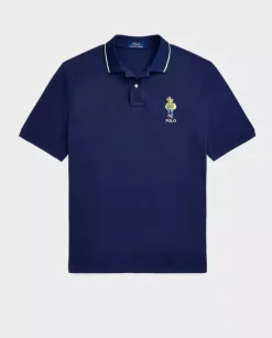 Granatowa koszulka polo z misiem