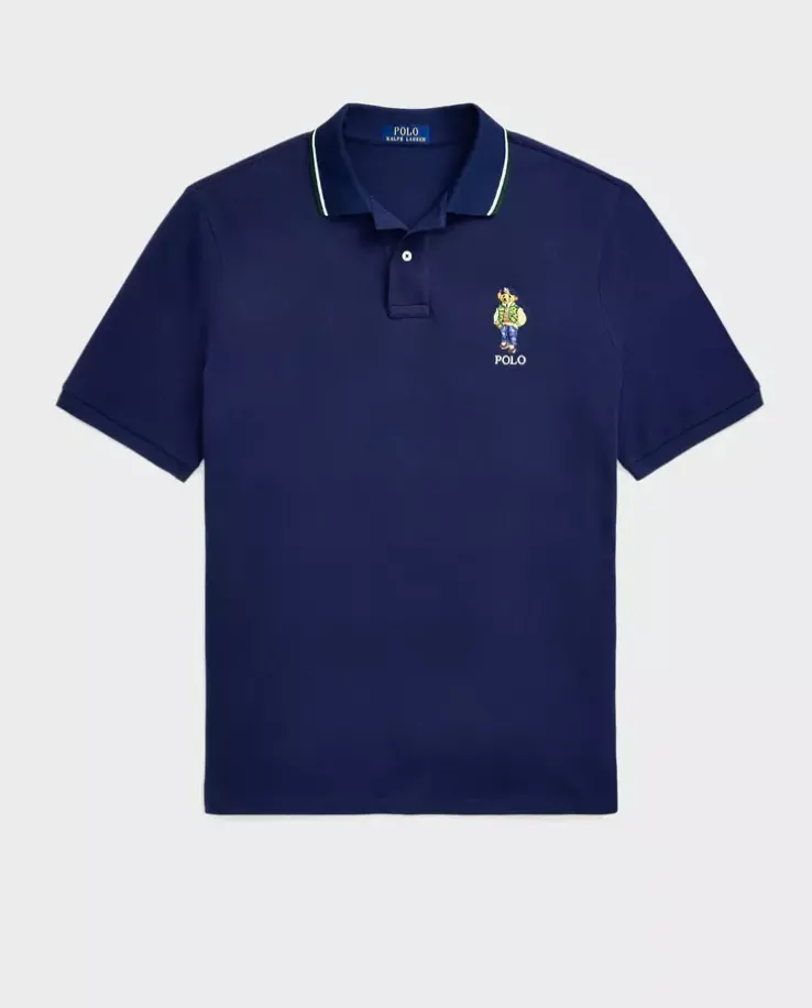 Granatowa koszulka polo z misiem