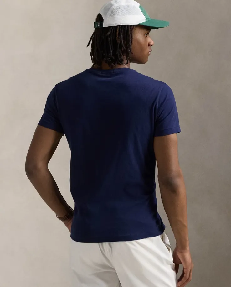 Granatowa koszulka z misiem Custom Slim Fit