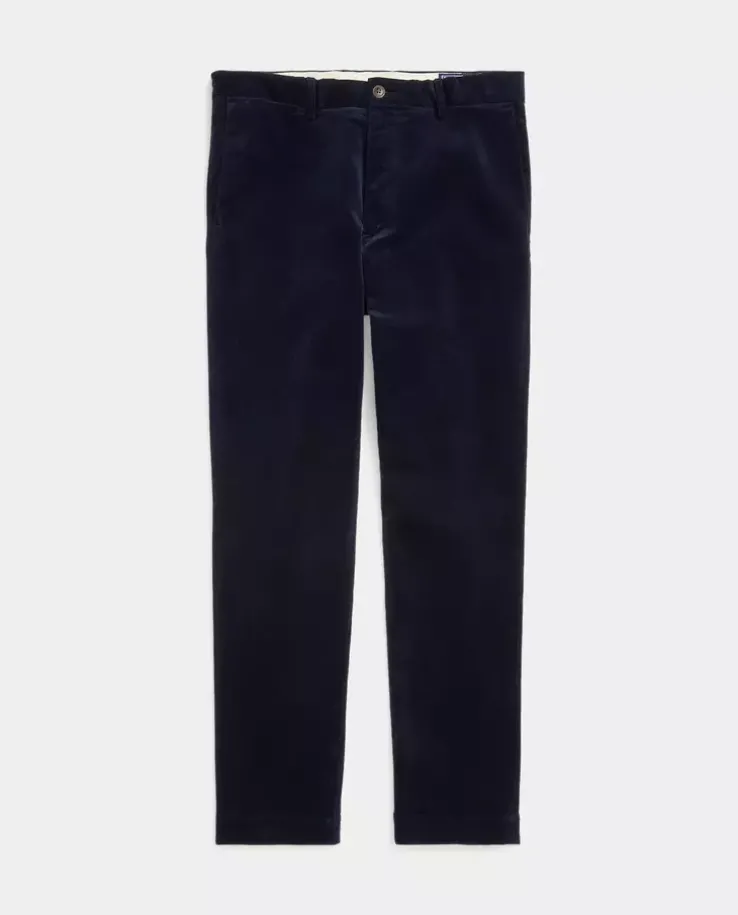 Granatowe sztruksowe spodnie Stretch Slim Fit