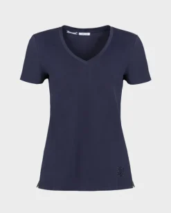 Granatowy bawełniany t-shirt