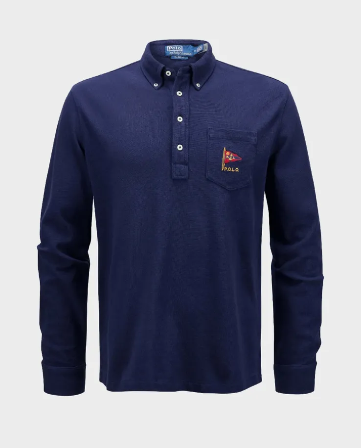 Granatowy longsleeve Straight Fit