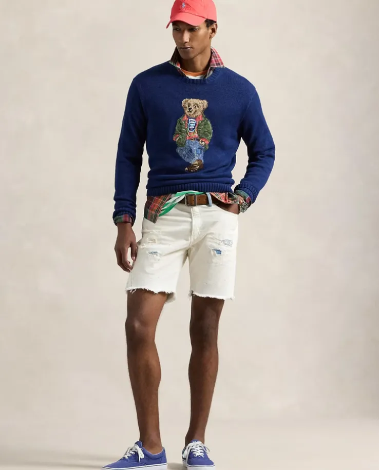 Granatowy sweter z misiem