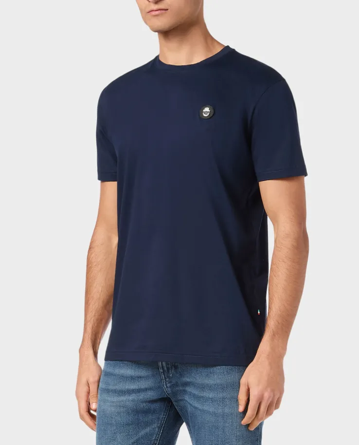Granatowy t-shirt z okrągłym dekoltem