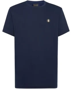 Granatowy t-shirt z okrągłym dekoltem