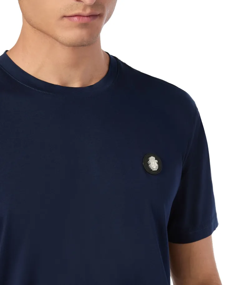 Granatowy t-shirt z okrągłym dekoltem