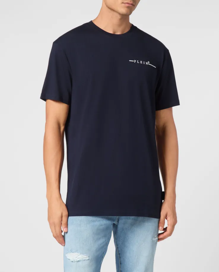 Granatowy T-shirt z printem