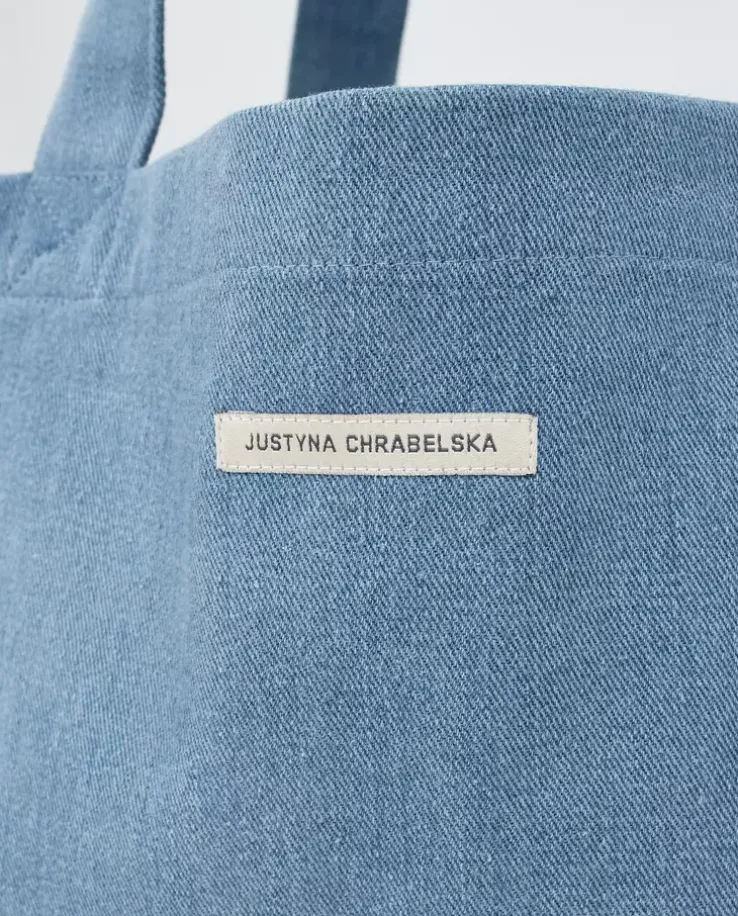 Jeansowa torba shopper z logo