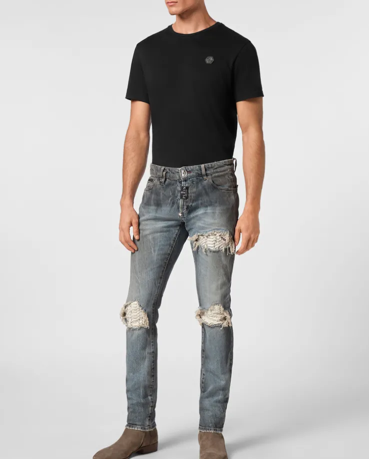 Jeansy z przetarciami Skinny Fit