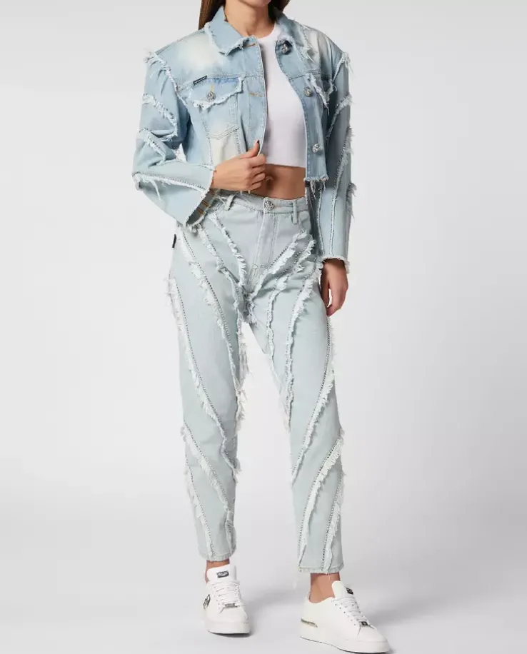 Krótka kurtka jeansowa oversize