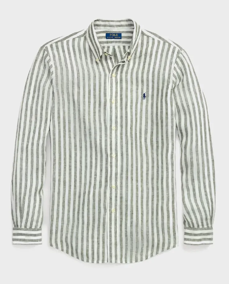 Lniana koszula w paski Custom Fit