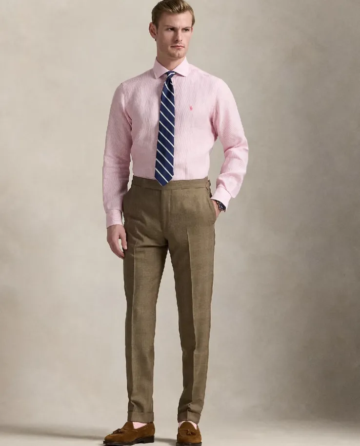 Lniana koszula w paski Custom Fit