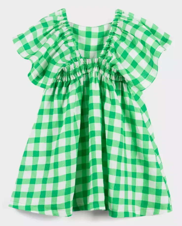 Lniana sukienka Green Grid