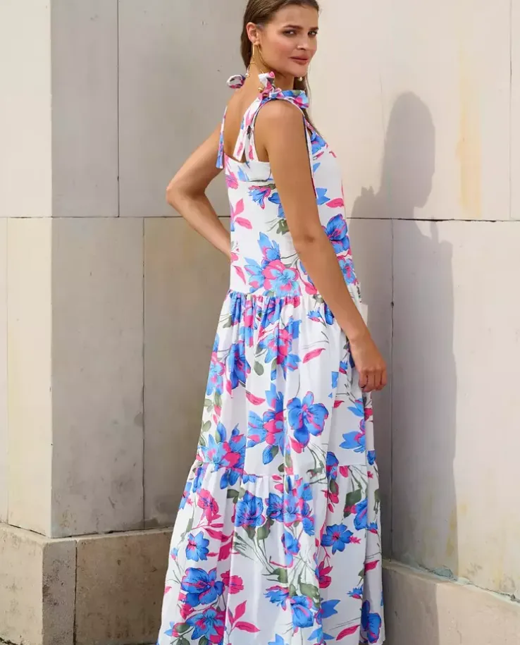 Lniana sukienka w kwiaty Capri