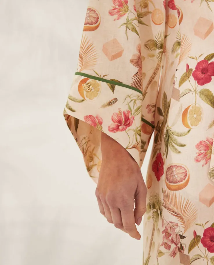 Lniane kimono z szarfą Arabis Ibiza