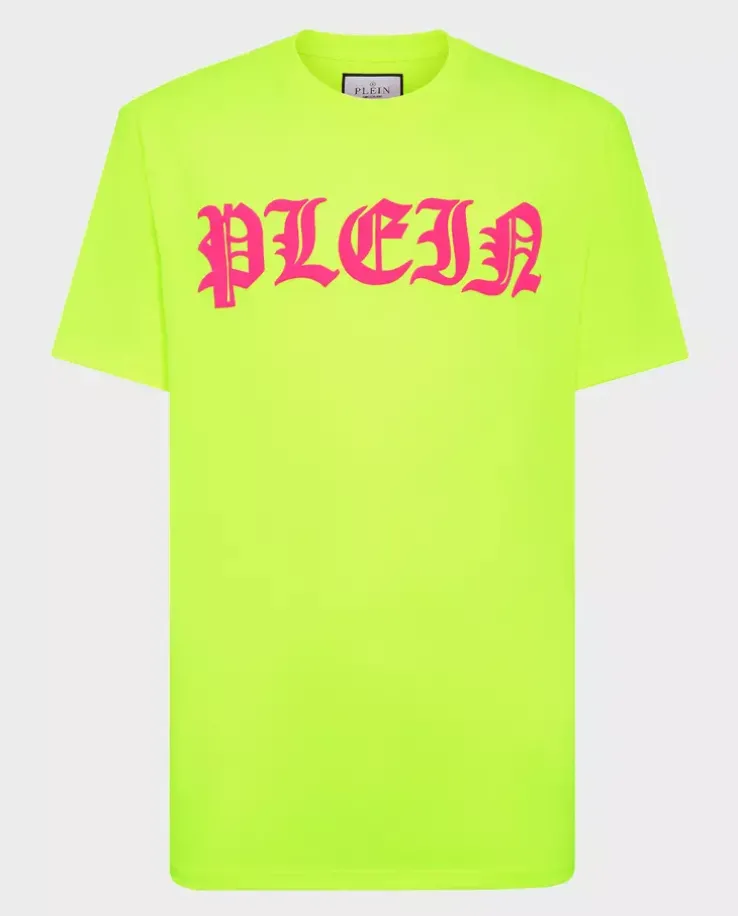 Neonowo żółty t-shirt z logo Gothic