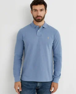 Niebieska bluzka polo Custom Slim Fit