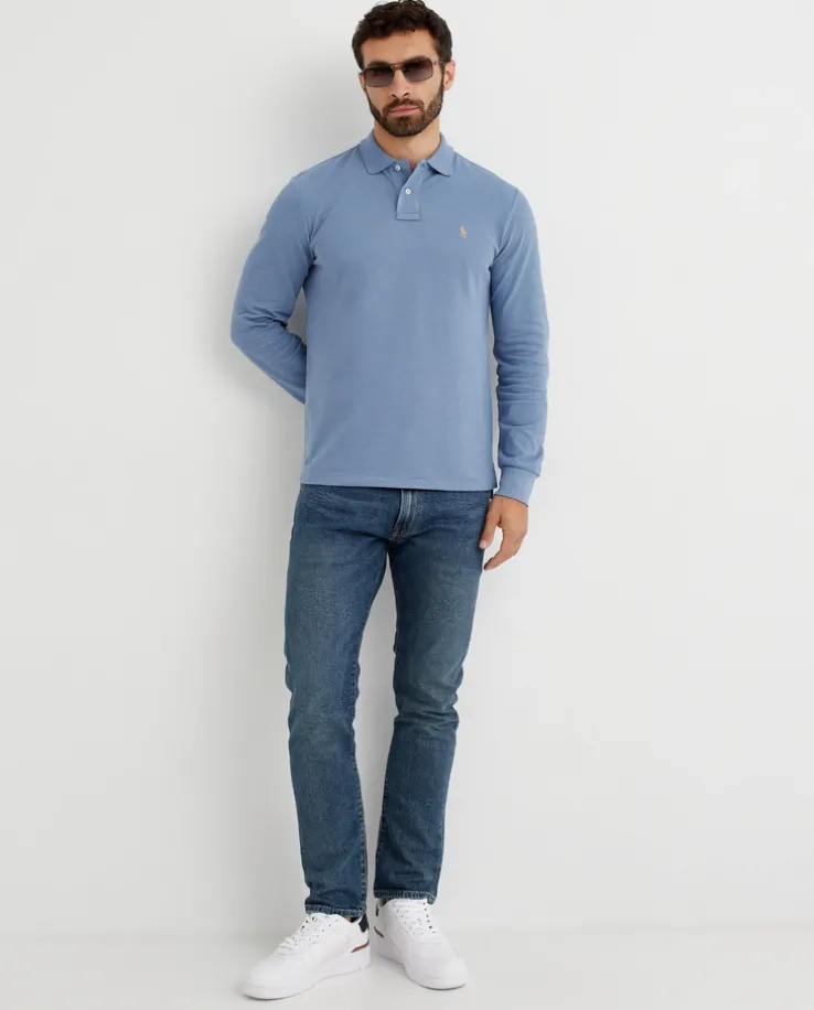 Niebieska bluzka polo Custom Slim Fit