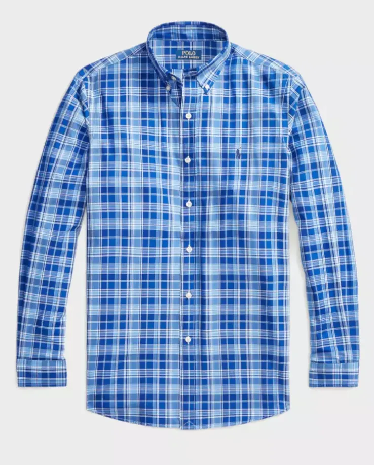 Niebieska koszula w kratę Custom Fit