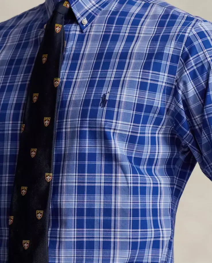 Niebieska koszula w kratę Custom Fit