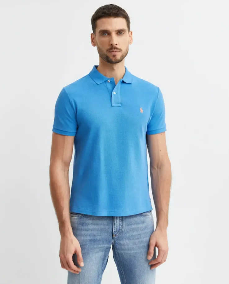 Niebieska koszulka polo Custom Slim Fit