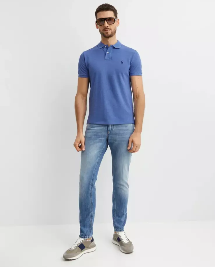 Niebieska koszulka polo Custom Slim Fit