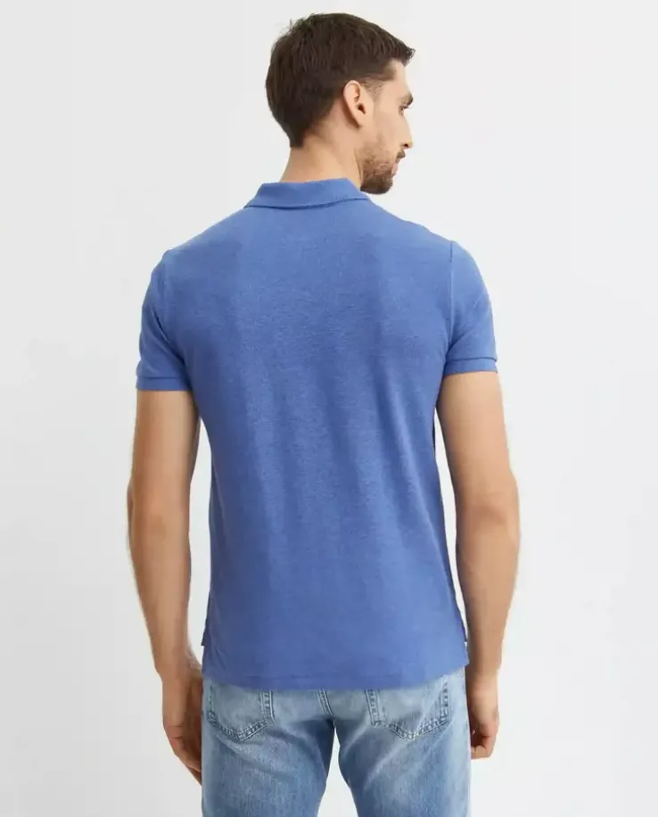 Niebieska koszulka polo Custom Slim Fit