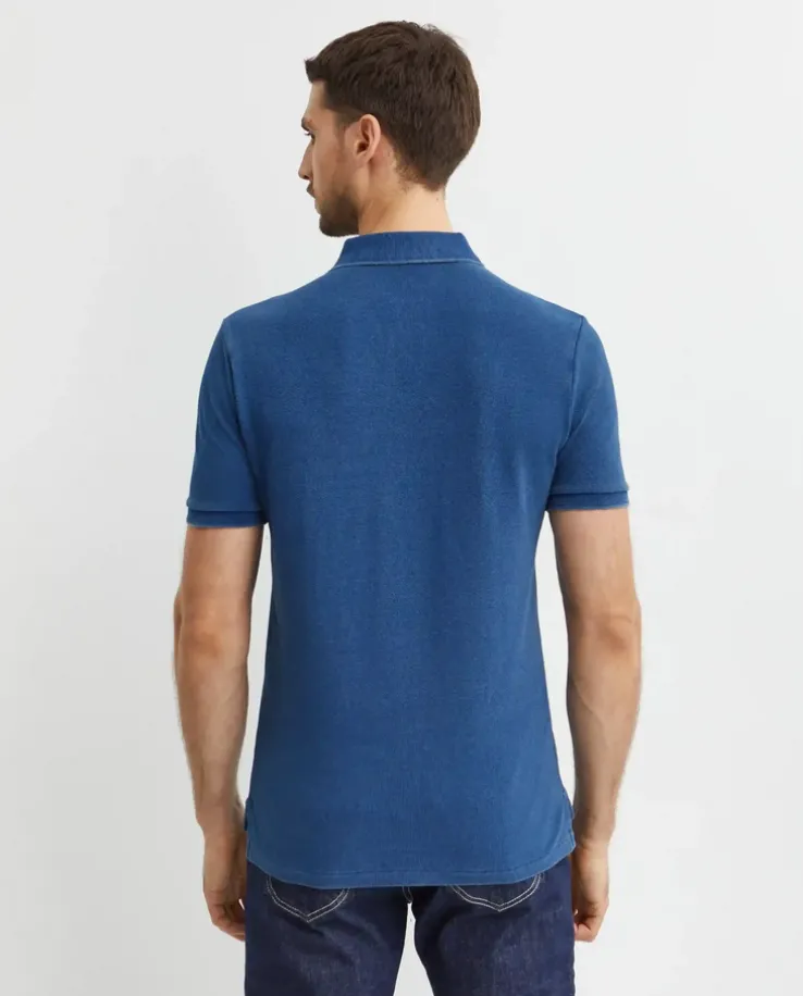 Niebieska koszulka polo Custom Slim Fit