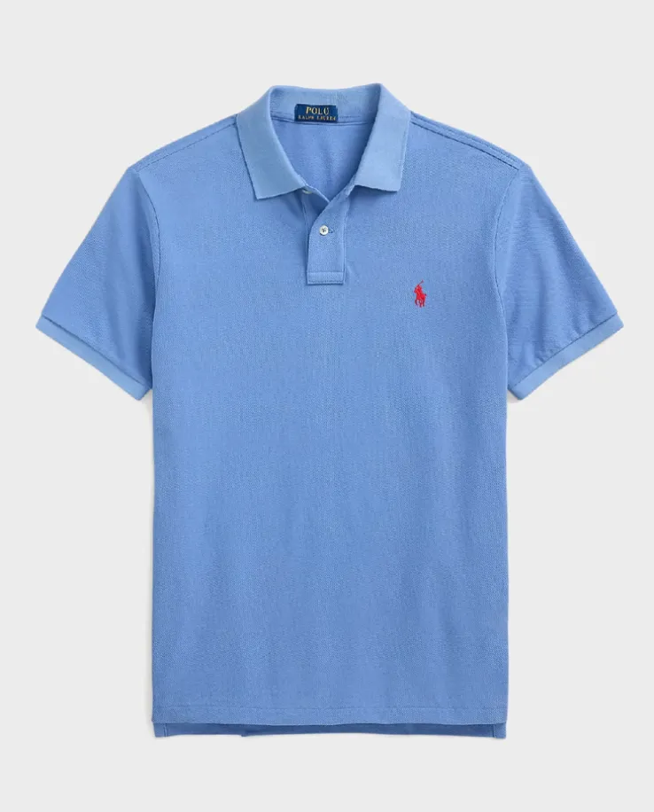 Niebieska koszulka polo Custom Slim Fit