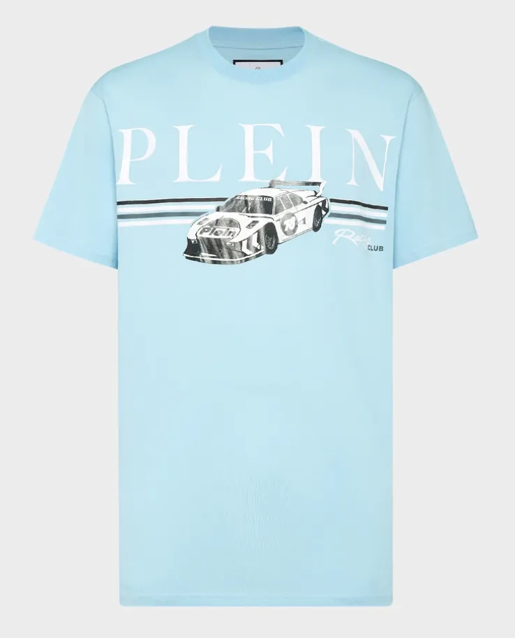 Niebieski bawełniany t-shirt