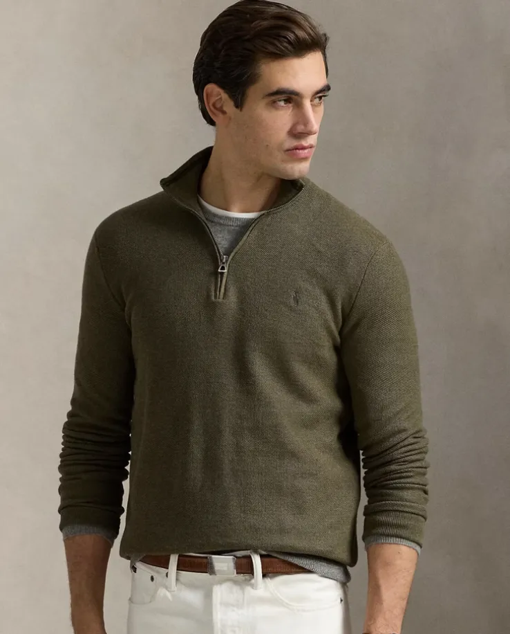Oliwkowy sweter Regular Fit