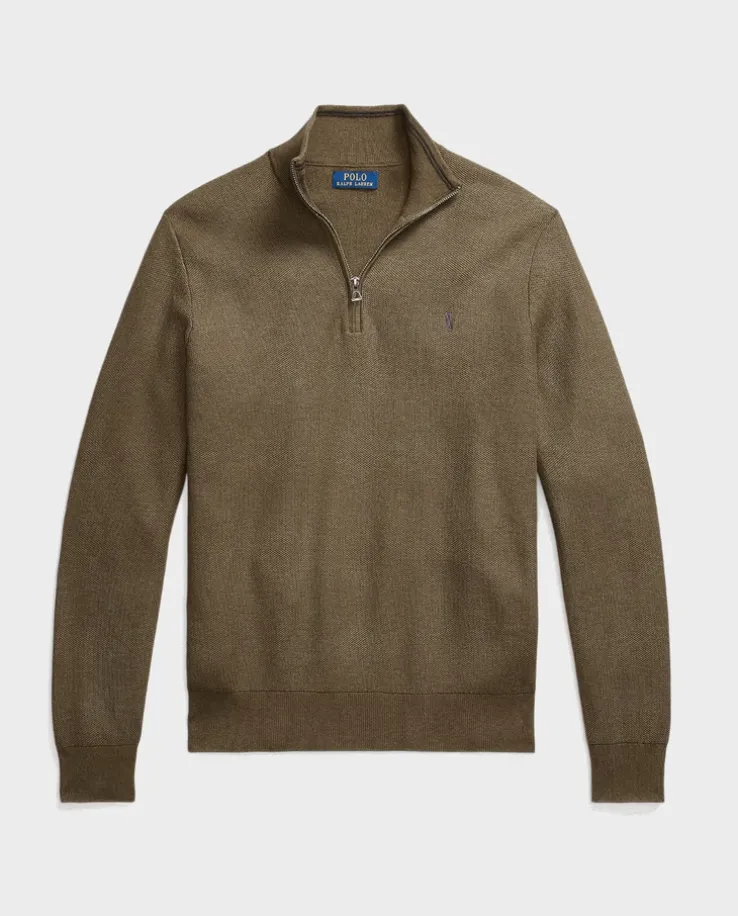 Oliwkowy sweter Regular Fit