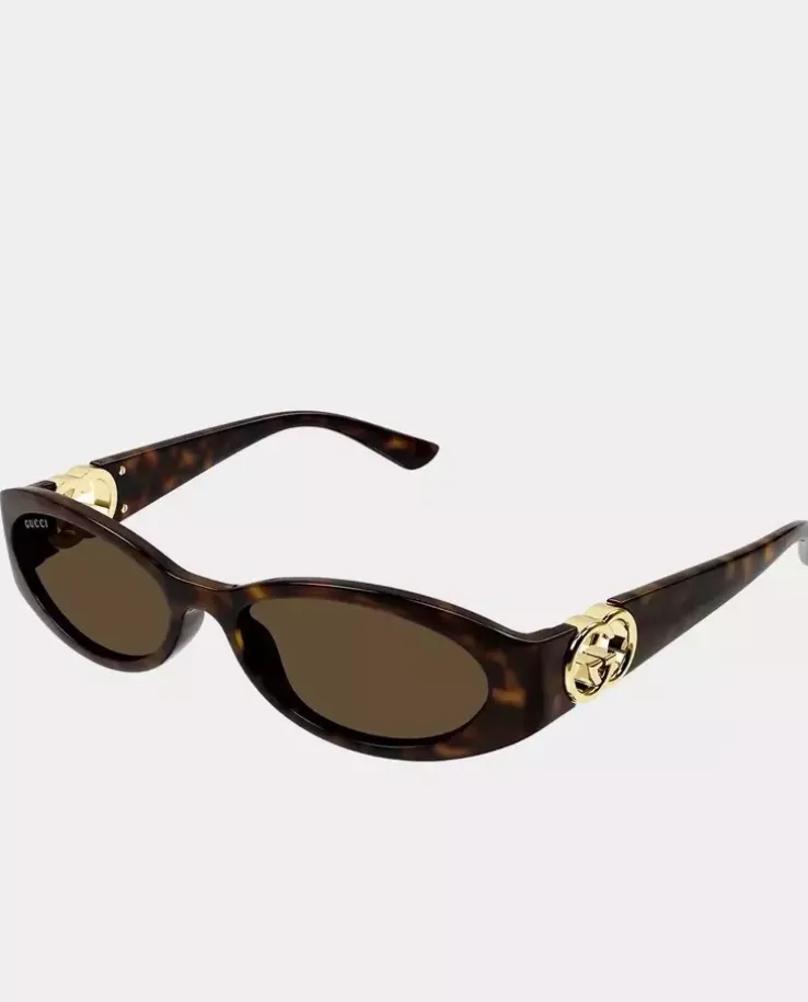 Owalne okulary przeciwsłoneczne w kolorze havana