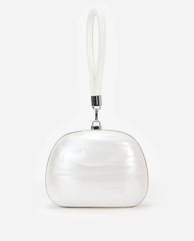 Perłowa kopertówka z kokardą