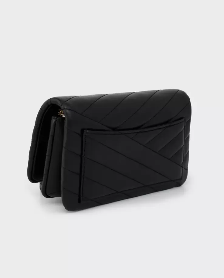 Pikowana czarna torebka Kira Chevron