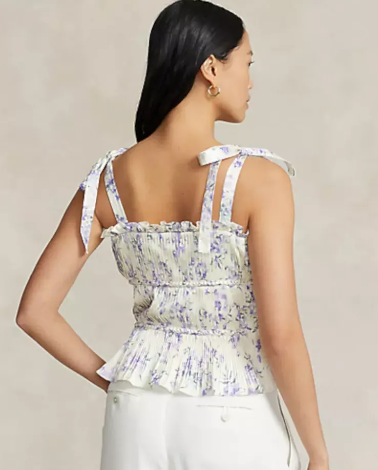Plisowany top w kwiaty
