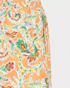Pomarańczowe kąpielówki z nadrukiem paisley