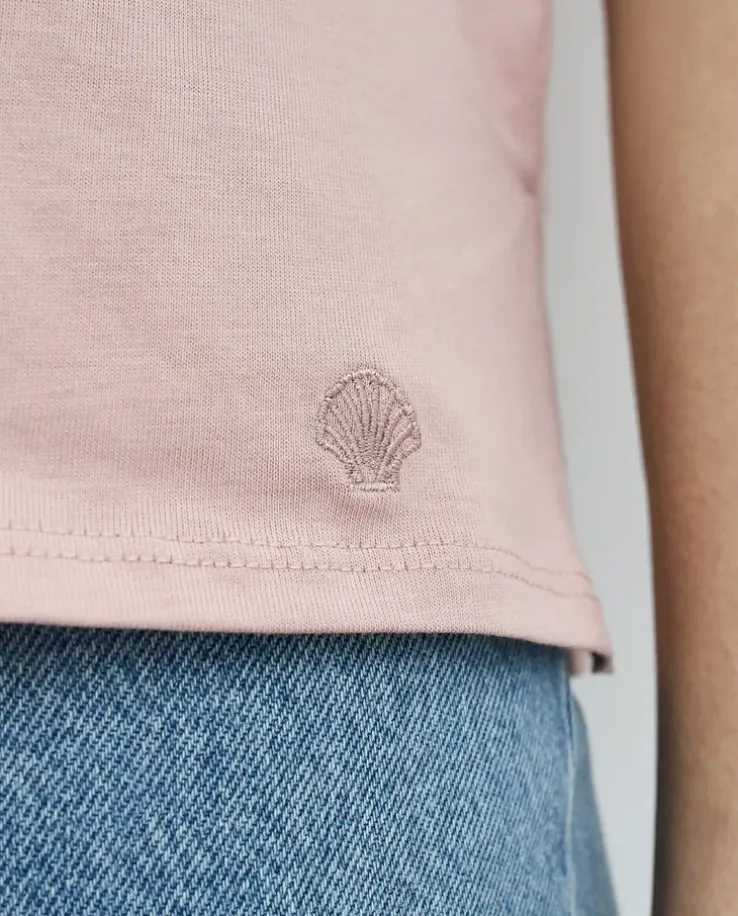 Pudroworóżowy bawełniany t-shirt