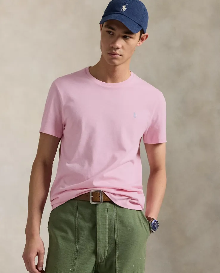 Różowa bawełniana koszulka Slim Fit
