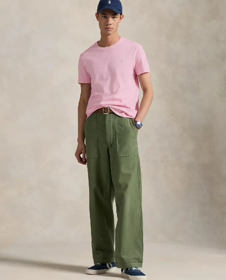 Różowa bawełniana koszulka Slim Fit