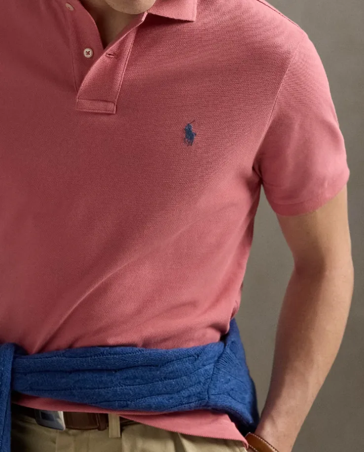 Różowa koszulka polo Custom Slim Fit