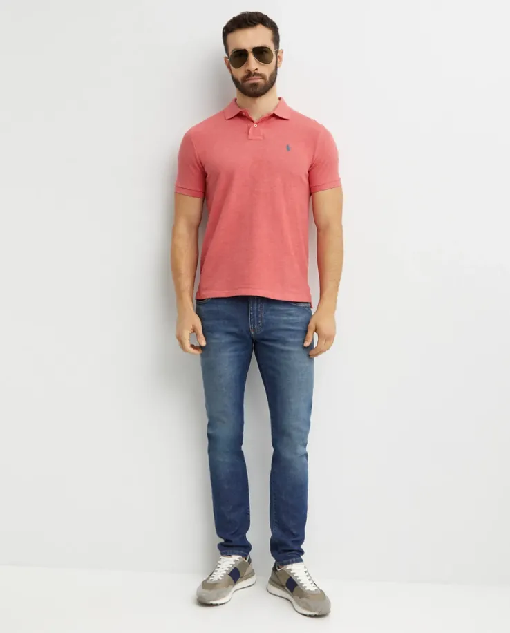 Różowa koszulka polo Custom Slim Fit