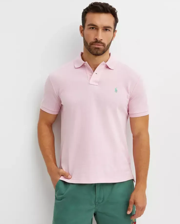 Różowa koszulka polo Custom Slim Fit