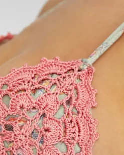 Różowo-zielona góra od bikini Zuna